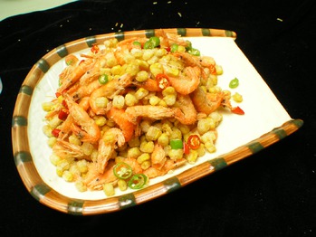 酥玉米炒河虾