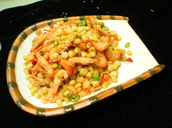 酥玉米炒河虾